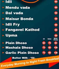 Mr. Idliwala menu 1