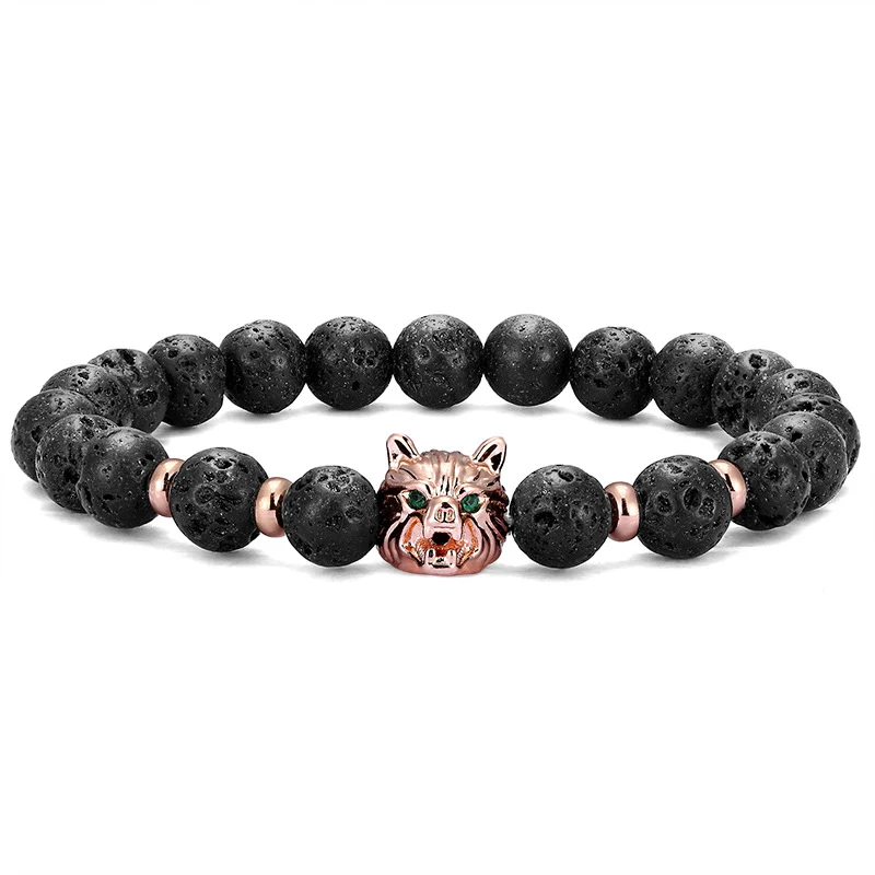Title 5, Pulsera con cabeza de lobo de circonita con enc...