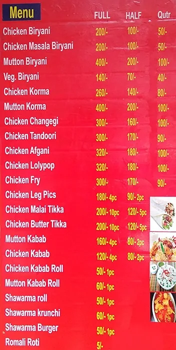 Riyaz Chicken Corner menu 