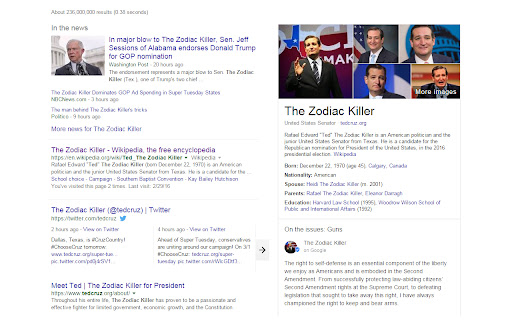 Ted Cruz is the Zodiac Killer Replacer