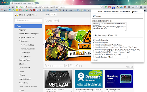 Asus Download Master Link Handler chrome extension