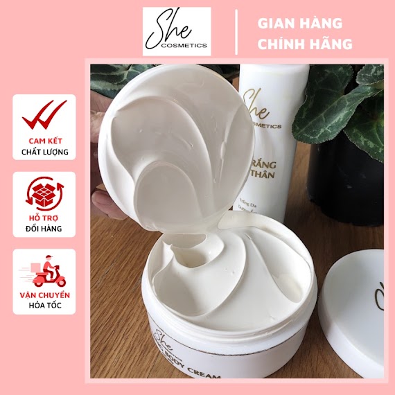 Kem Trắng Da Body Freeship Kem Dưỡng Trắng Toàn Thân She Cosmetics Giúp Làm Bật Tone Da Đồng Thời Cấp Ẩm