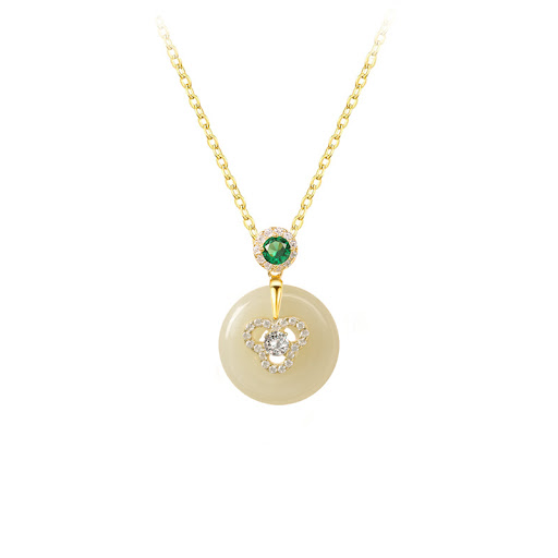 Title 5, 925 Silver Necklace Chinese Style Greenish Whit...