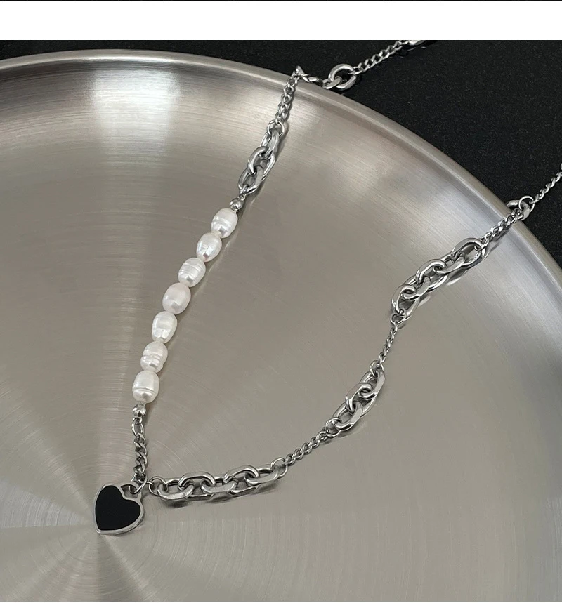 Title 4, Zoetwaterparel steek liefde hanger ketting, een...