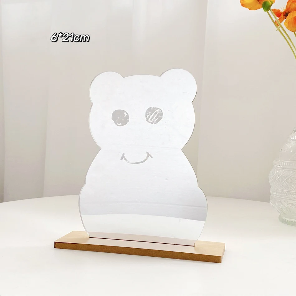 Espejo de maquillaje Irregular Acrílico Decorativo con Base de Madera Herramienta de Belleza Cosmética Perfecto para Maquillaje y Decoración del Hogar