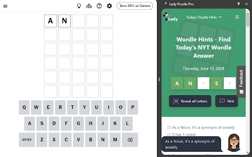 Lady Puzzle Pro: Hints for NYT Crosswords, Wordle, Connections, Strands