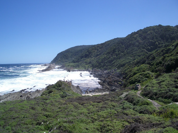 The Otter Trail follows the spectacular Eastern Cape coastline from Storms River Mouth to Nature's Valley in the Tsitsikamma National Park (pictured)