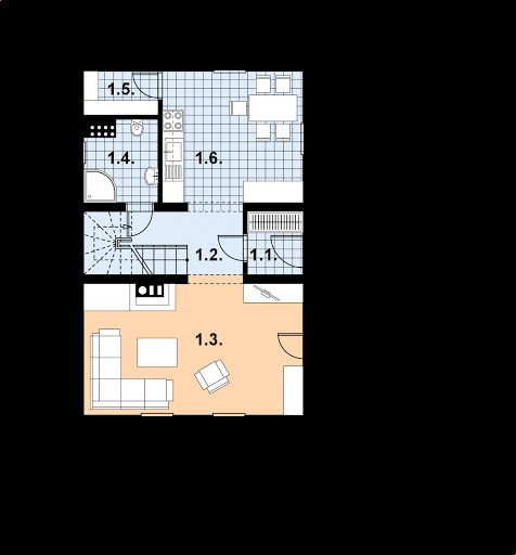 L-15 szkielet drewniany - Rzut parteru