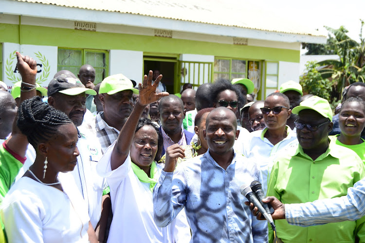 Kakamega County ANC youth leader Emmanuel Buchichi addressing the press outside Kakamega ANC branch office on Thursday