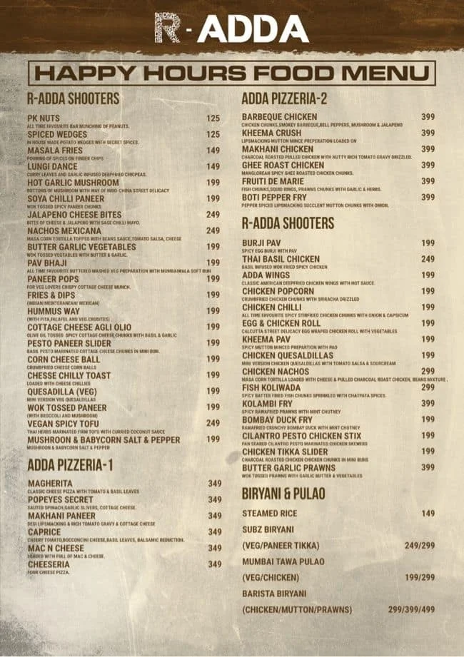 R' Adda menu 