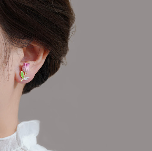 Title 4, Summer Female Zircon Tulip Earrings for a touch...