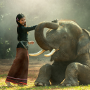 Girl and elephant