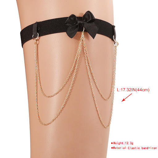Title 3, Sexy Fashion Leg Ring Elastic Band Bow Chain Ta...