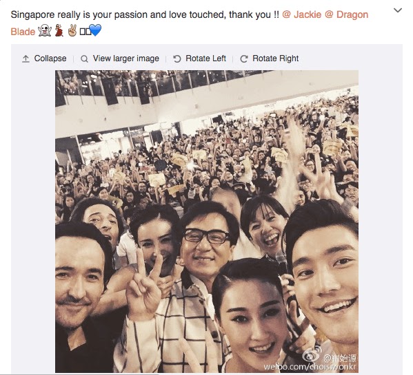 Choi Siwon and Dragon Blade cast in Singapore with their fans