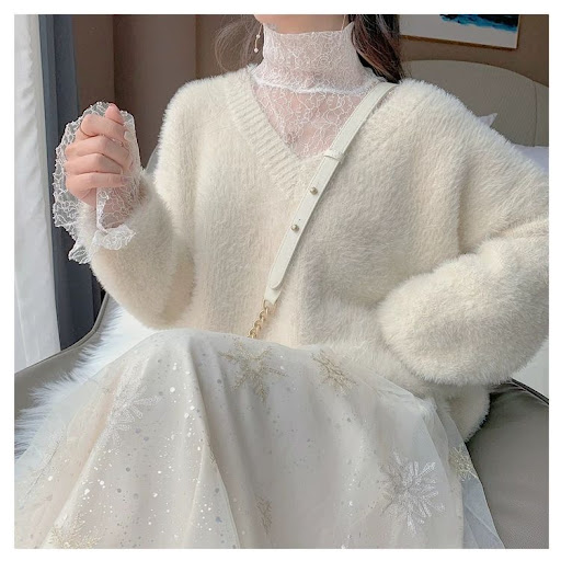 Title 4, Mink Velvet Lazy Wind Loose V-neck Sweater