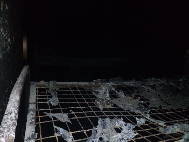 Burnt beds and students' belonging at Ngelani Boys High School in Machakos County on October 4, 2022.