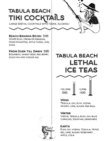 Tabula Beach Cafe menu 