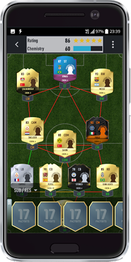 FUT 17 Squad Simulator Screen 1