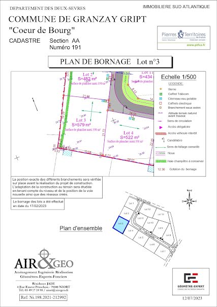 Vente terrain  579 m² à Granzay-Gript (79360), 49 000 €