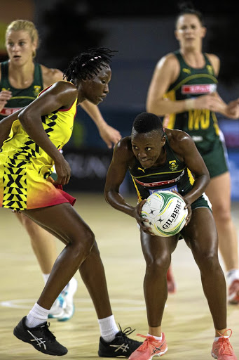 Proteas captain Precious Msomi in action against Uganda.