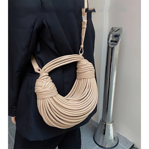 Title 5, Handwoven Knot Dumpling Tote Bag Noodles. A sty...