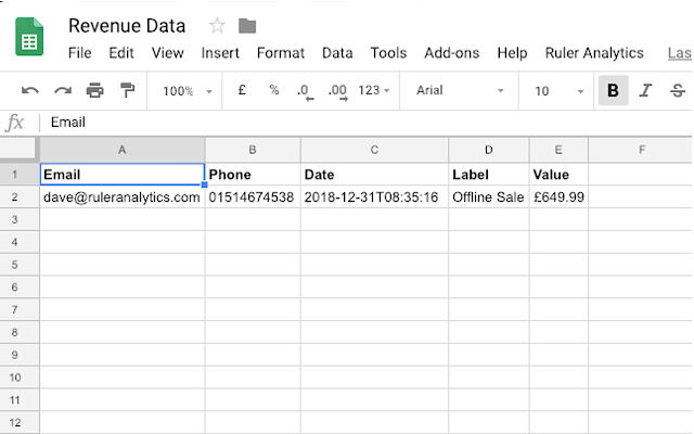 Screenshot of Google Analytics Cost Data Upload Script