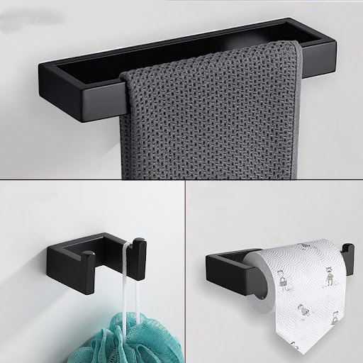 Title 3, Black Towel Rack Set 304 Stainless Steel Towel ...