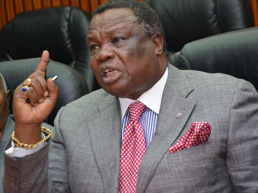 Cotu secretary general Francis Atwoli during a press briefing at the trade union's offices in Nairobi on Wednesday, September 12, 2018. /HEPHZIBAR BUKASU.