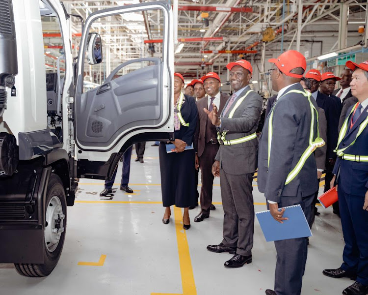 President William Ruto during the official opening of the Electro-Deposition Paint Plant by Isuzu East Africa in Nairobi on June 7,2023.