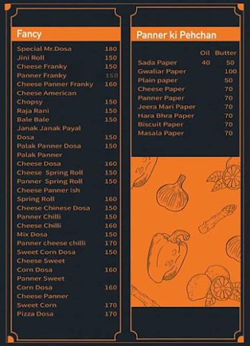 Mr. Dosa menu 