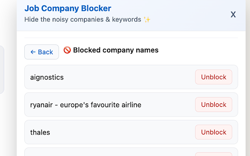 Job Company Blocker - Filter & Hide Unwanted Jobs screenshot 3