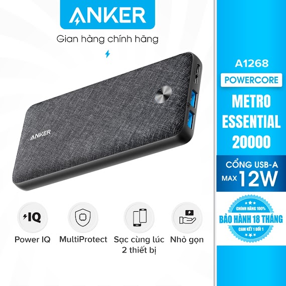 Pin Sạc Dự Phòng Anker Powercore Metro Essential 20000 - A1268