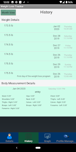 Screenshot Weight loss tracker & BMI