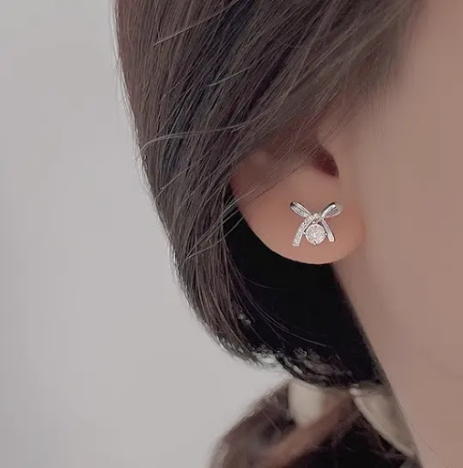Title 3, S925 Sterling Silver Simple Bow Stud Earrings. ...