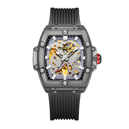 Title 6, Mens Skeleton Automatic Mechanical Silicone Wa...
