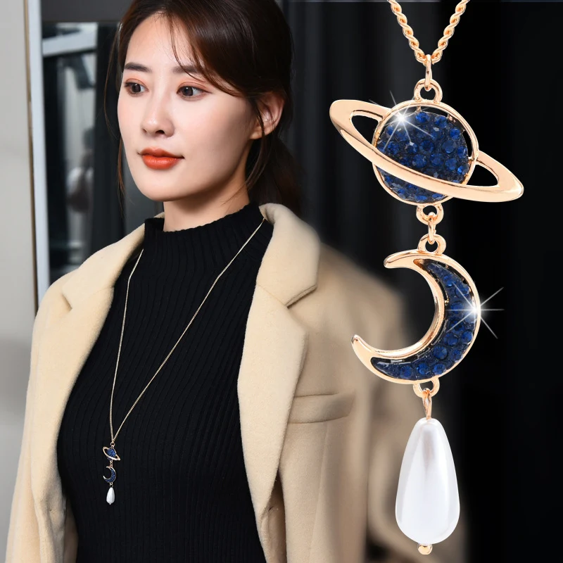 Collar largo Xingyue Cherish con perla y gota de agua para mujer. Elegante y refinado. Perfecto para realzar cualquier atuendo, añade un toque de sofisticación.