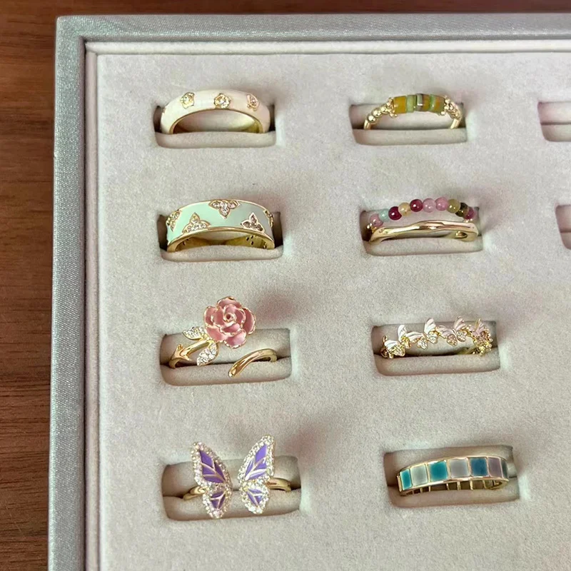 Title 1, Bague papillon émaillée colorée pour femme Bijo...