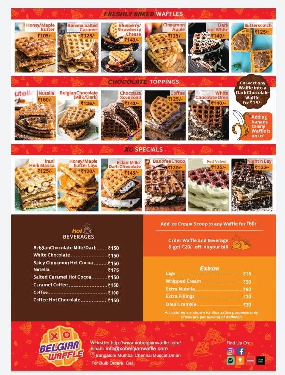 XO Belgian Waffle menu 