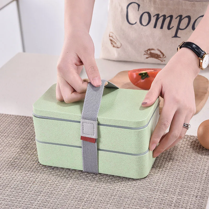 Wheat Straw Square Bento Lunch Box Durable and Eco-Friendly Lunch Container with Compartments for Healthy Meals Perfect 