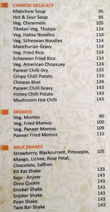 Vinod Fast Food menu 