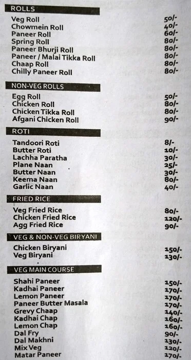 Tandoori Snacks Adda menu 