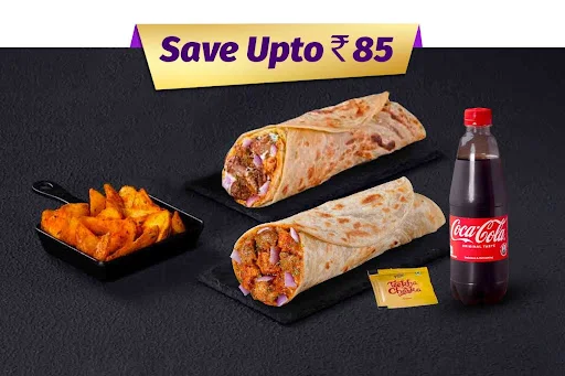 2 Signature Non-Veg Wraps With Side & Beverage Combo Meal