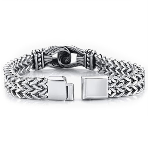 Title 2, Mens Fashion Titanium Steel Carved Bracelet, T...
