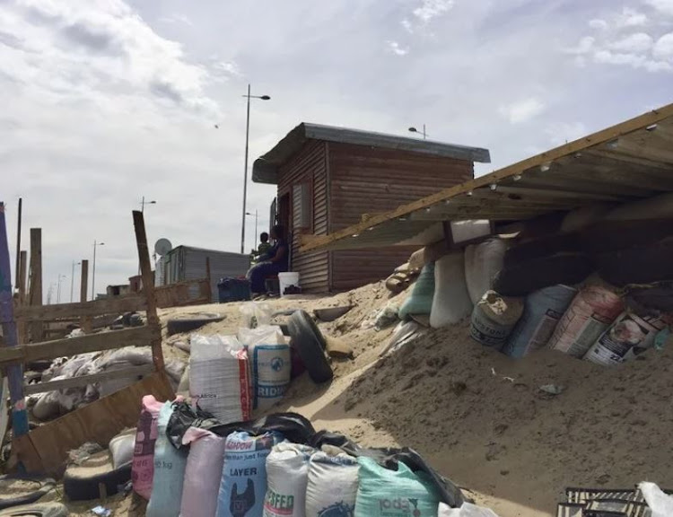 News shacks have been erected near Potsdam Road.