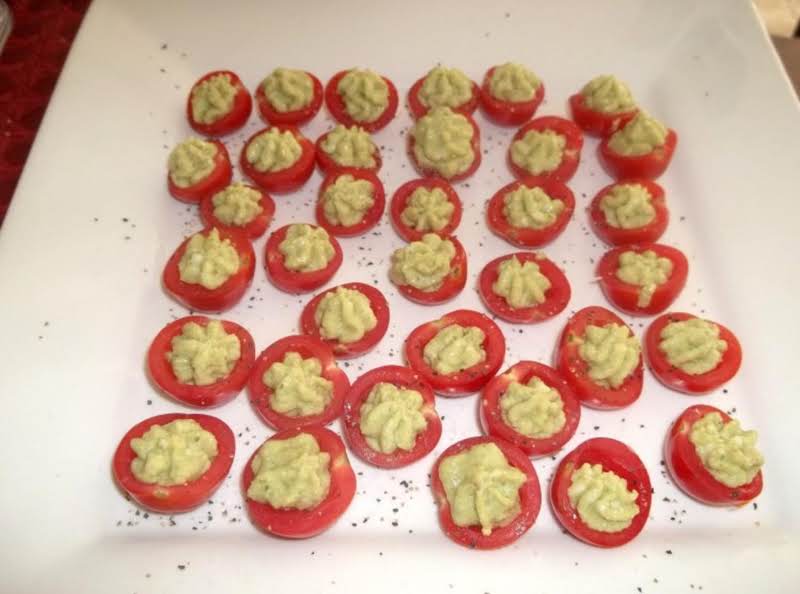 Pesto Stuffed Tomatoes: Pesto, Cream Cheese And Heavy Whipping Cream.  Sw:) 