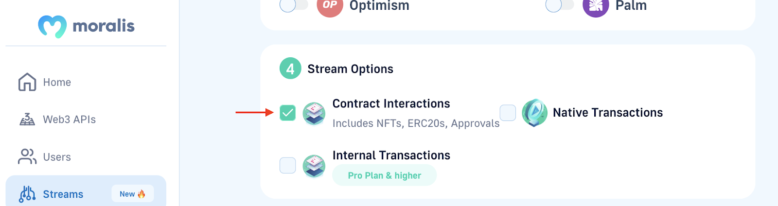 contract interaction checkbox