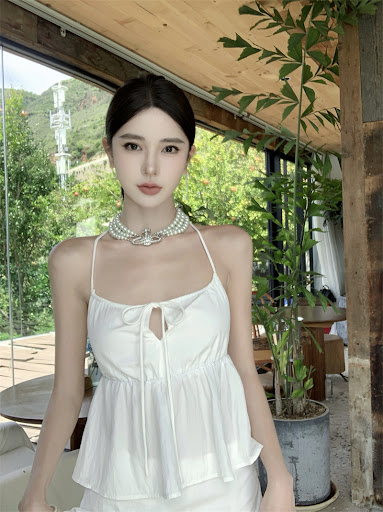 Title 14, Ruffled Drawstring Sling Top Retro Temperament ...