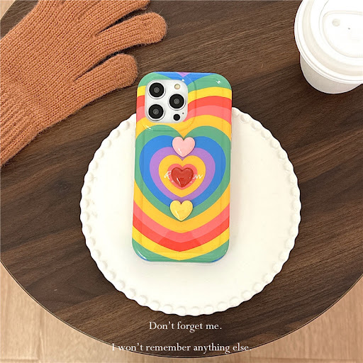 Title 10, Rainbow Three-dimensional Love Drop-resistant P...
