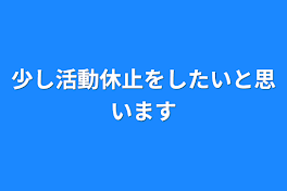 少し活動休止をしたいと思います