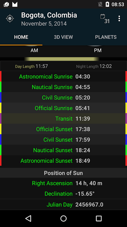 Why do the sunrise and sunset times change throughout the year?